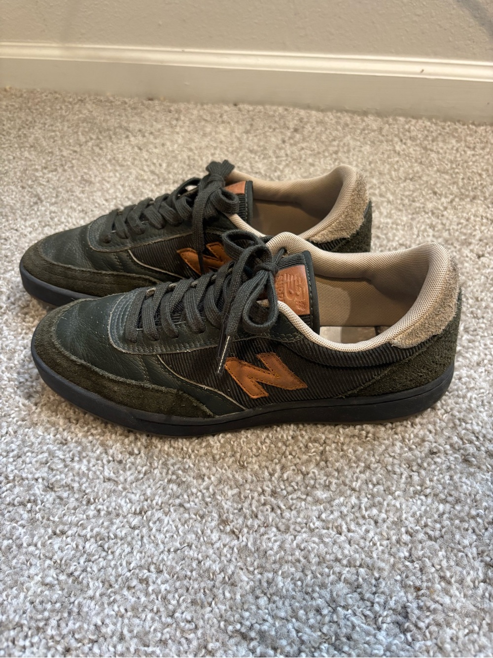 New Balance 440 Men's Olive Green Suede & Leather Sneakers with Tan Leather Logo